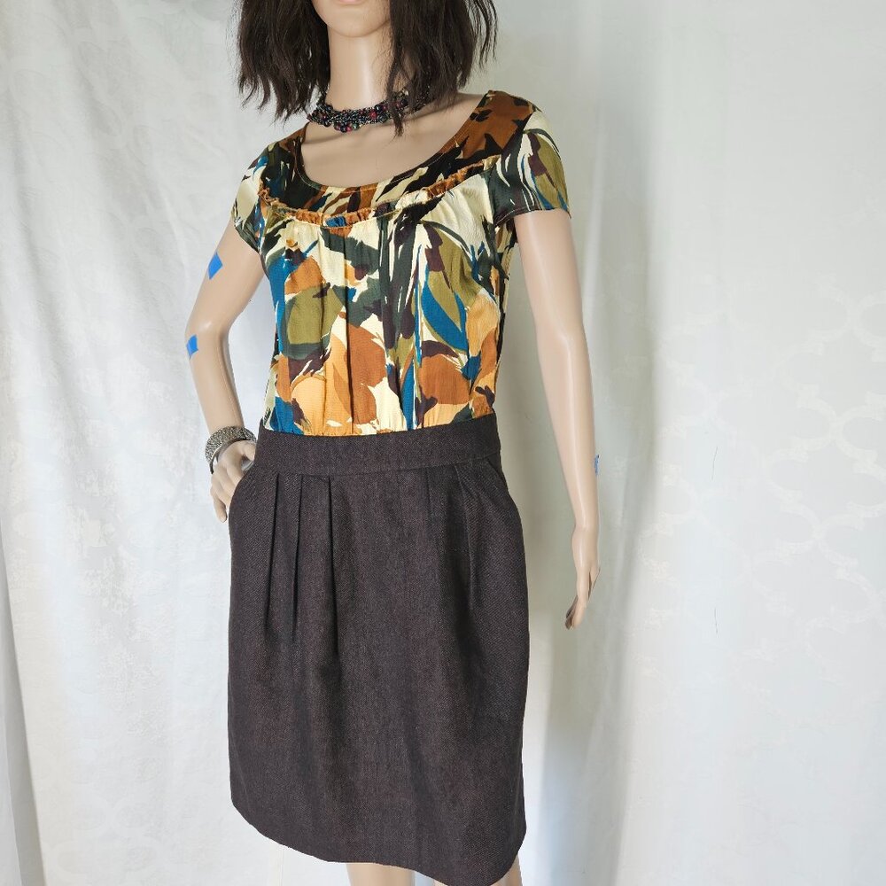 Tabitha | Abstract Print Dress with Pleated Skirt